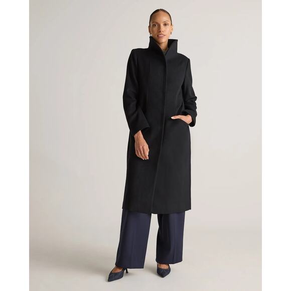 Quince Italian Wool Long Cocoon Coat Black Size M NWT - Picture 1 of 16